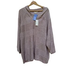 NWT Vanilla Bay Dusty Pink Act Natural Hooded Knit Sweater Women’s Large